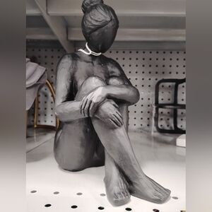 New Abstract Sitting Female Sculpture - Matte Black